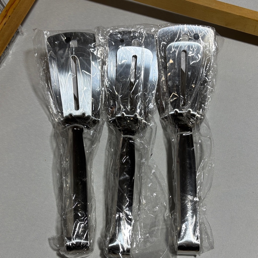 Set of Three Stainless Steel Spatulas